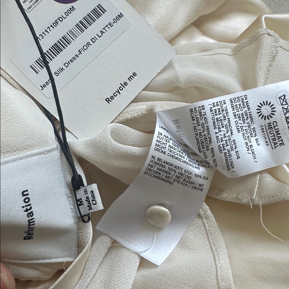 NWT Reformation Jeany Silk Dress Halter Neck Backless Maxi Dress Fior Di Latte M - Picture 12 of 12